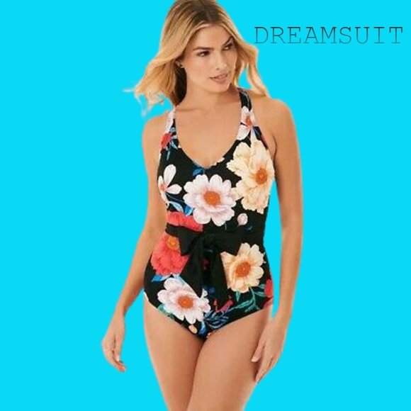 Dreamsuit by Miracle Brands Other - Dreamsuit Women's V neck Slimming Control Tie Belt One Piece Swimsuit NWT